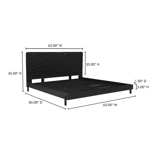 Moe's Home Collection Misaki Black Wood Queen Size Bed