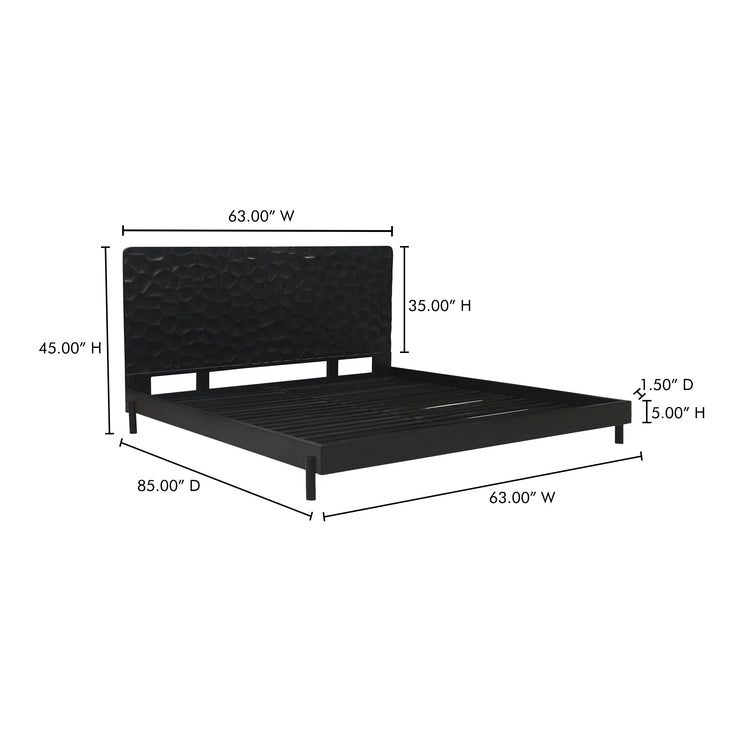 Moe's Home Collection Misaki Black Wood Queen Size Bed