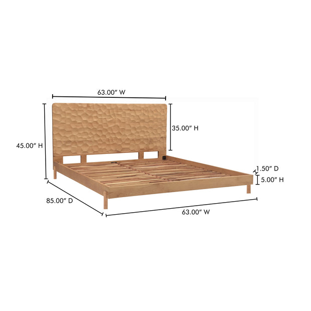Moe's Home Collection Misaki Natural Wood Queen Size Bed