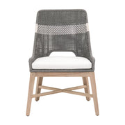Essentials For Living Tapestry Outdoor Dining Chair ~ Dove Flat Rope, White Speckle Stripe, Performance White Speckle, Gray Teak