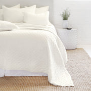 Pom Pom at Home Hampton Cream Linen Diamond Quilted Coverlet and Pillow Shams ~ Available in Twin, Queen and King Sizes