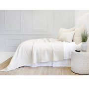 Pom Pom at Home Hampton Cream Linen Diamond Quilted Coverlet and Pillow Shams ~ Available in Twin, Queen and King Sizes