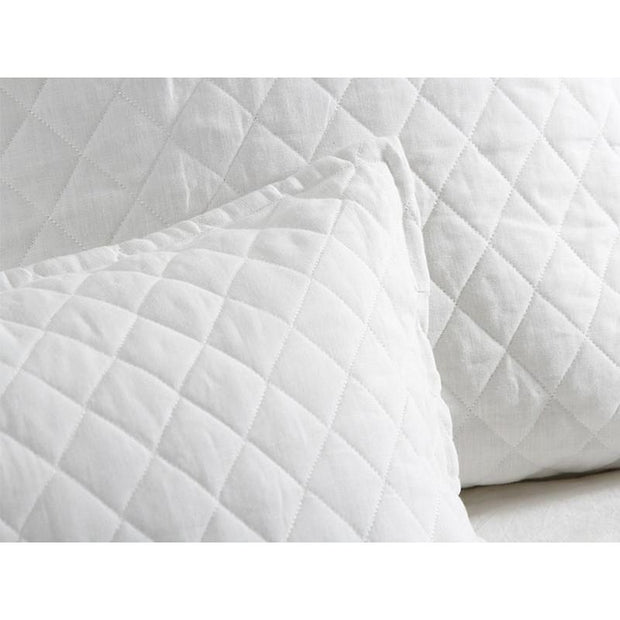 Pom Pom at Home Hampton White Linen Diamond Quilted Coverlet and Pillow Shams ~ Available in Twin, Queen and King Sized