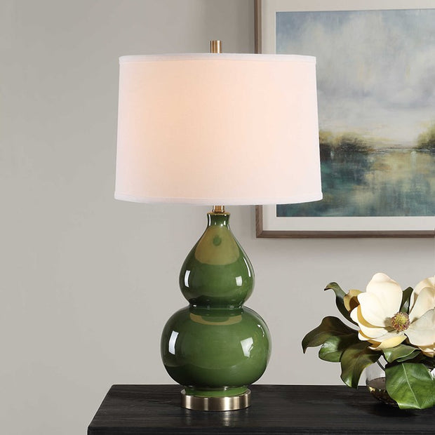 Casa Bella Living Dark Green Glazed Ceramic Lamp
