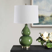 Casa Bella Living Dark Green Glazed Ceramic Lamp