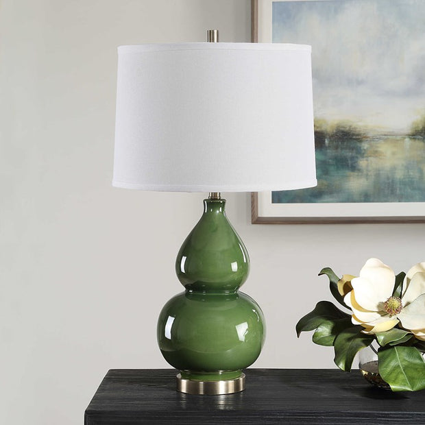 Casa Bella Living Dark Green Glazed Ceramic Lamp