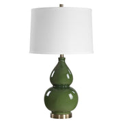 Casa Bella Living Dark Green Glazed Ceramic Lamp