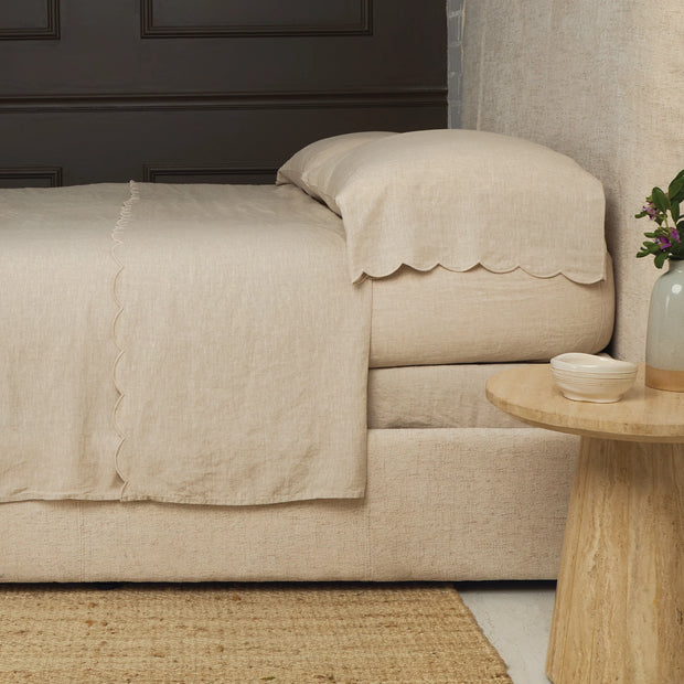 Pom Pom at Home Kelly Flax Linen Scalloped Sheet Set ~ Available in Queen and King Sizes