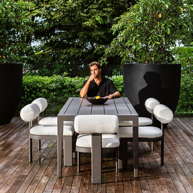 Uttermost Bolster Back Oyster White Upholstered Outdoor Dining Chair