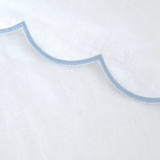 Pom Pom at Home Kelly White and French Blue Linen Scalloped Sheet Set ~ Available in Queen and King Sizes