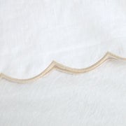 Pom Pom at Home Kelly White and Flax Linen Scalloped Sheet Set ~ Available in Queen and King Sizes