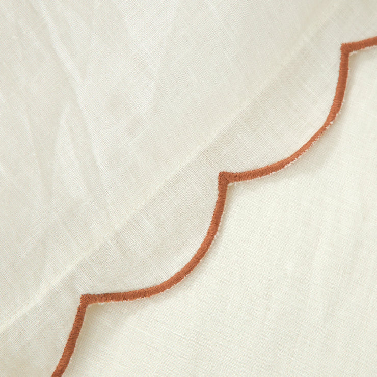 Pom Pom at Home Kelly Cream and Terracotta Linen Scalloped Sheet Set ~ Available in Queen and King Sizes