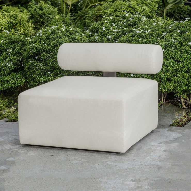 Uttermost Bolster Back Modular Armless Outdoor Sofa With Oyster White Plush Cushions
