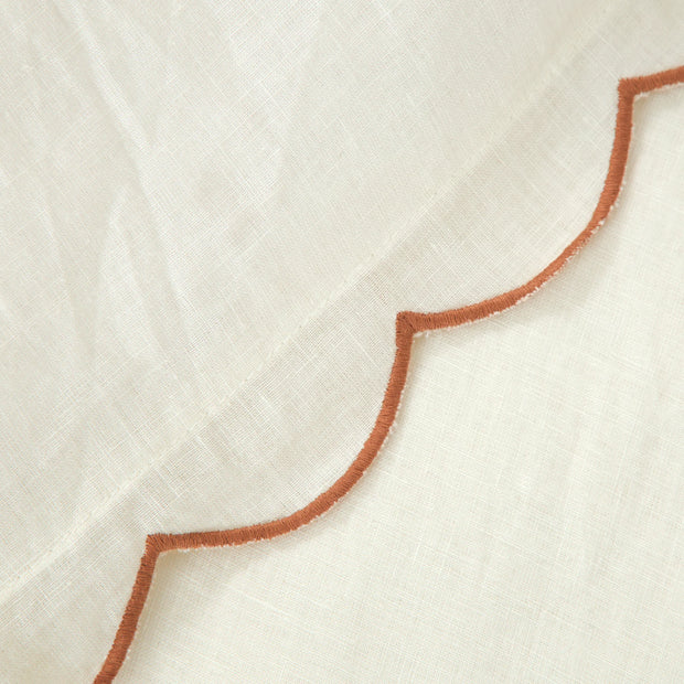 Pom Pom at Home Kelly Cream and Terracotta Linen Scalloped Duvet Cover & Pillow Shams ~ Available in Queen and King Sizes