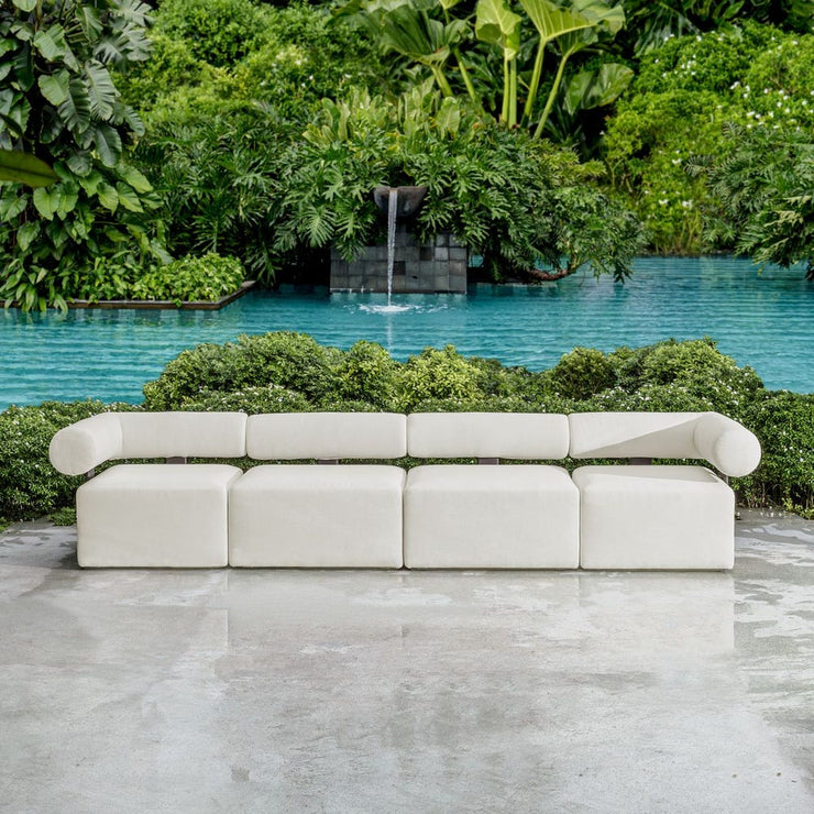 Uttermost Bolster Back Modular Armless Outdoor Sofa With Oyster White Plush Cushions
