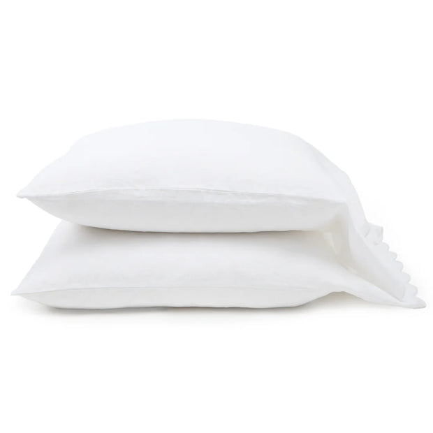 Pom Pom at Home Kelly White Linen Scalloped Sheet Set ~ Available in Queen and King Sizes