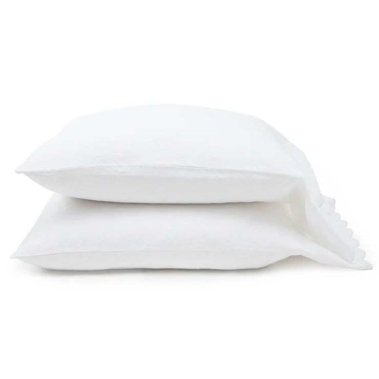 Pom Pom at Home Kelly White Linen Scalloped Sheet Set ~ Available in Queen and King Sizes