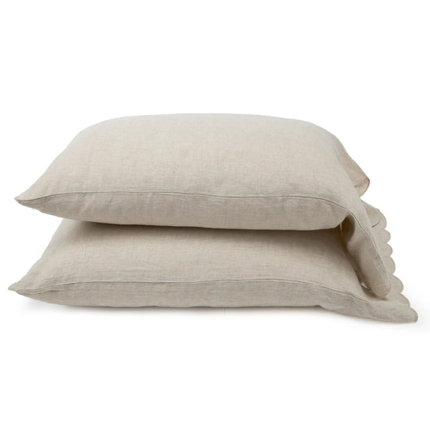 Pom Pom at Home Kelly Flax Linen Scalloped Sheet Set ~ Available in Queen and King Sizes