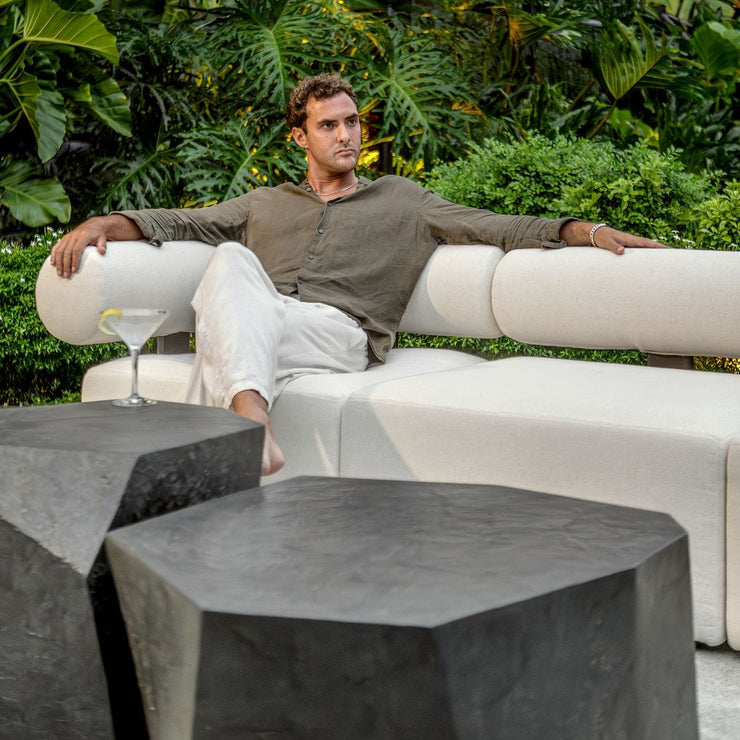 Uttermost Bolster Back Modular Armless Outdoor Sofa With Oyster White Plush Cushions