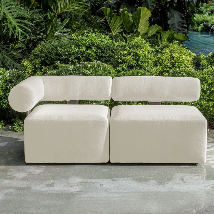 Uttermost Bolster Back Modular Armless Outdoor Sofa With Oyster White Plush Cushions