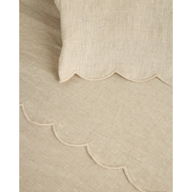 Pom Pom at Home Kelly Flax Linen Scalloped Sheet Set ~ Available in Queen and King Sizes
