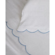 Pom Pom at Home Kelly White and French Blue Linen Scalloped Sheet Set ~ Available in Queen and King Sizes