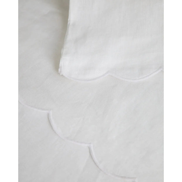 Pom Pom at Home Kelly White Linen Scalloped Sheet Set ~ Available in Queen and King Sizes