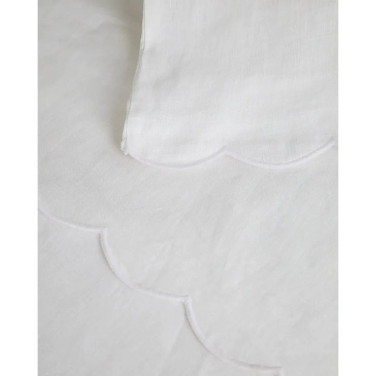 Pom Pom at Home Kelly White Linen Scalloped Sheet Set ~ Available in Queen and King Sizes
