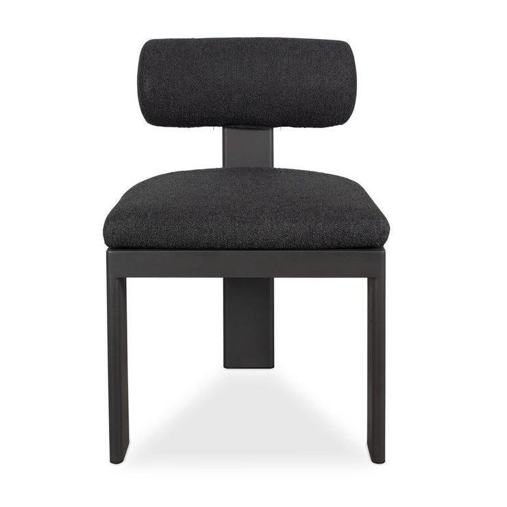 Uttermost Bolster Back Charcoal Boucle Outdoor Dining Chair