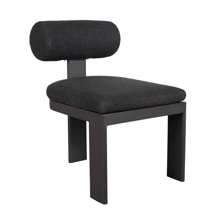 Uttermost Bolster Back Charcoal Boucle Outdoor Dining Chair