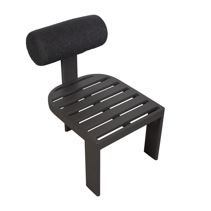 Uttermost Bolster Back Charcoal Boucle Outdoor Dining Chair