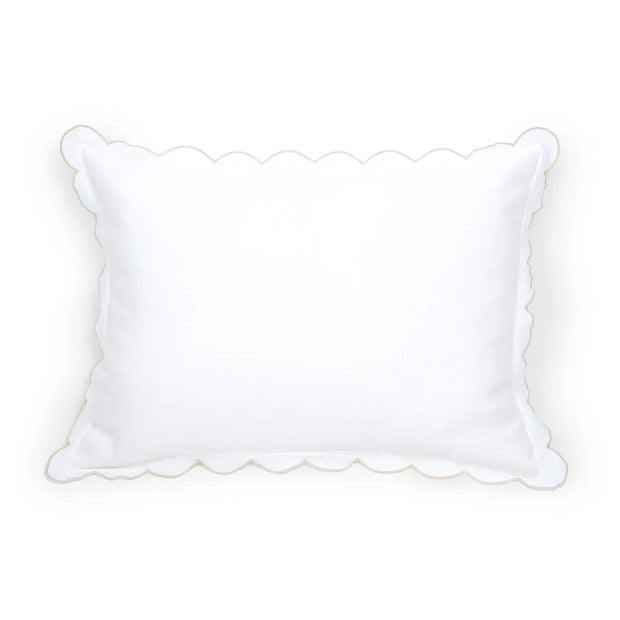 Pom Pom at Home Kelly White and Flax Linen Scalloped Duvet Cover & Pillow Shams ~ Available in Queen and King Sizes