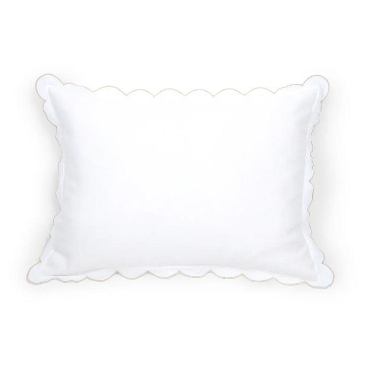 Pom Pom at Home Kelly White and Flax Linen Scalloped Duvet Cover & Pillow Shams ~ Available in Queen and King Sizes