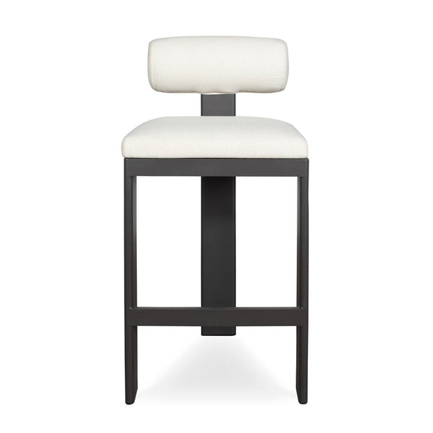 Uttermost Bolster Back Outdoor Bar Stool With Oyster White Cushion