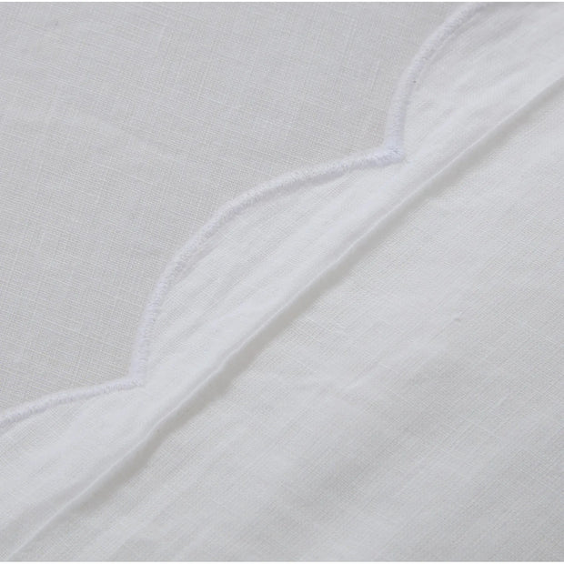 Pom Pom at Home Kelly White Linen Scalloped Duvet Cover & Pillow Shams ~ Available in Queen and King Sizes