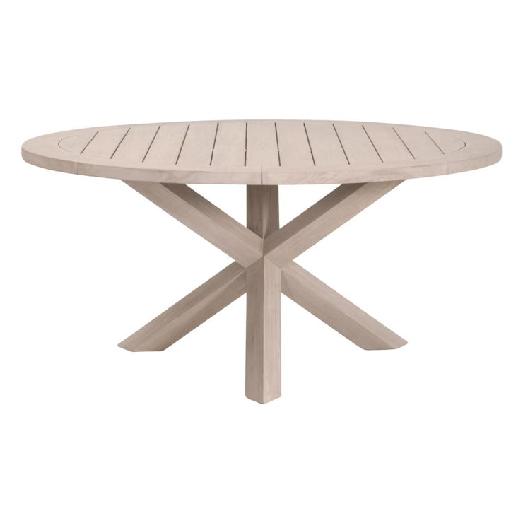 Essentials For Living Boca Outdoor 63” Round Dining Table ~ Washed Ever Teak