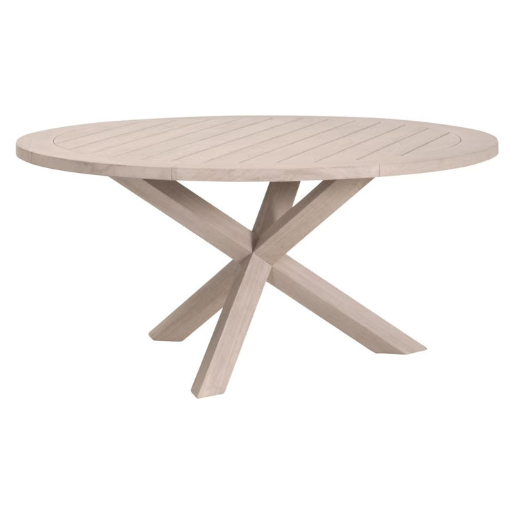Essentials For Living Boca Outdoor 63” Round Dining Table ~ Washed Ever Teak