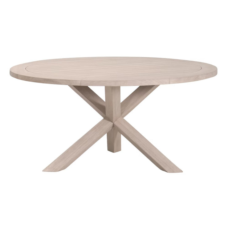 Essentials For Living Boca Outdoor 63” Round Dining Table ~ Washed Ever Teak