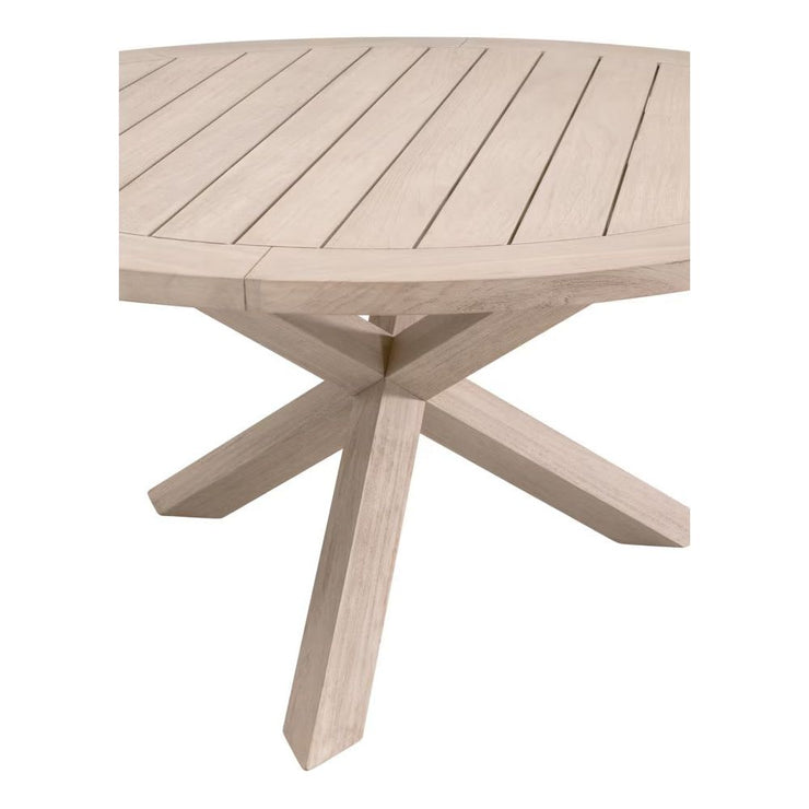 Essentials For Living Boca Outdoor 63” Round Dining Table ~ Washed Ever Teak