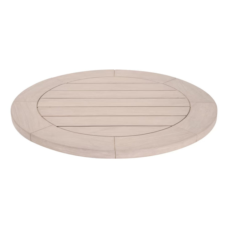 Essentials For Living Boca Outdoor Lazy Susan Dining Table ~ Washed Ever Teak