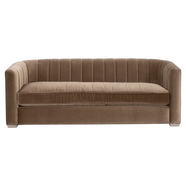 Essentials For Living Bronx 87” Channel Back Sofa ~ Caramel Velvet