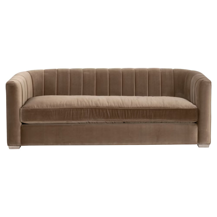 Essentials For Living Bronx 87” Channel Back Sofa ~ Caramel Velvet