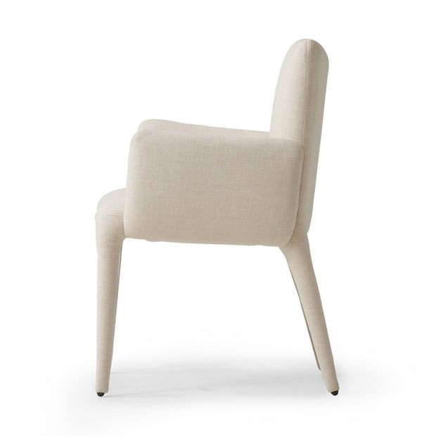Four Hands Monza Dining Armchair ~ Mixt Linen Natural Upholstered Performance Fabric