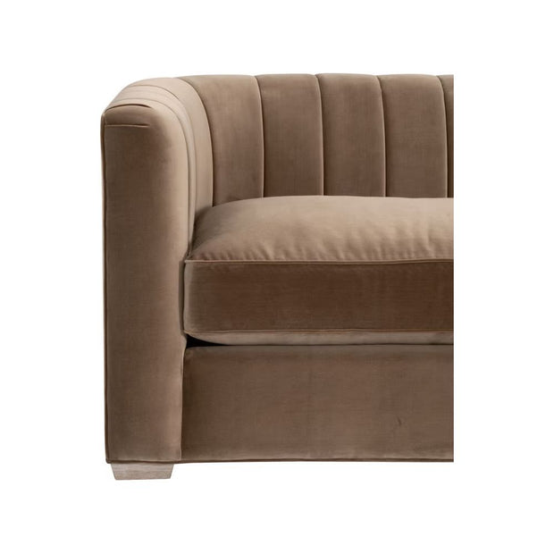 Essentials For Living Bronx 87” Channel Back Sofa ~ Caramel Velvet
