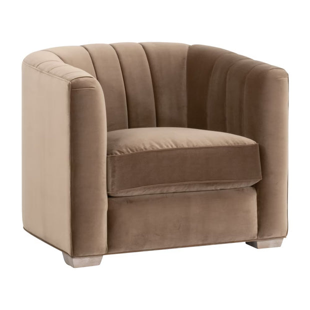 Essentials For Living Bronx Channel Back Sofa Chair ~ Caramel Velvet