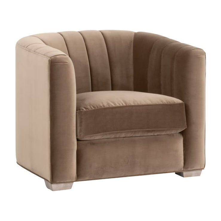 Essentials For Living Bronx Channel Back Sofa Chair ~ Caramel Velvet