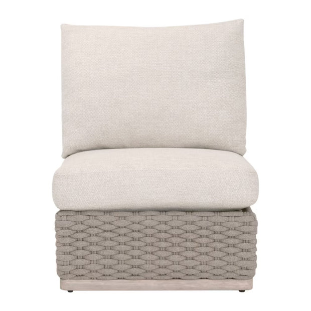Essentials For Living Caspian Outdoor Modular Armless Sofa Chair ~ Performance Ecru Weave