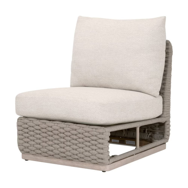 Essentials For Living Caspian Outdoor Modular Armless Sofa Chair ~ Performance Ecru Weave
