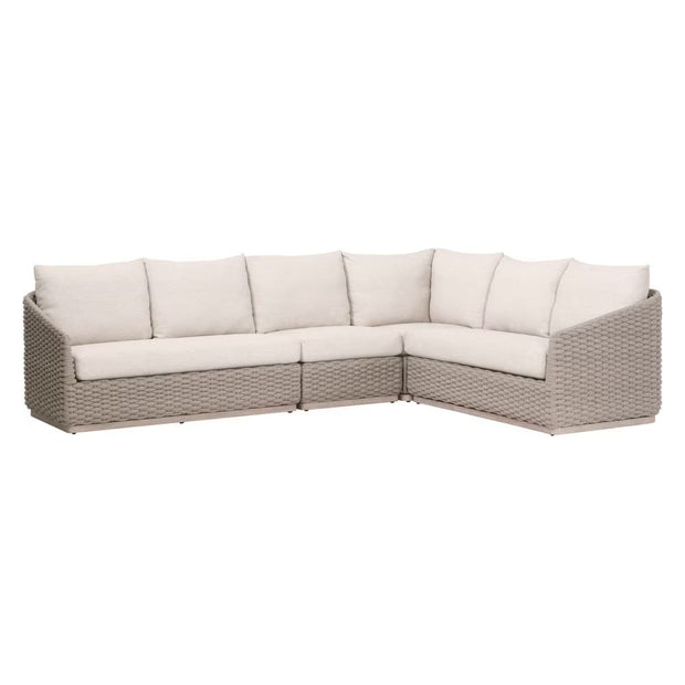 Essentials For Living Caspian Outdoor Modular Left- Facing, 1-Arm Sofa ~ Performance Ecru Weave