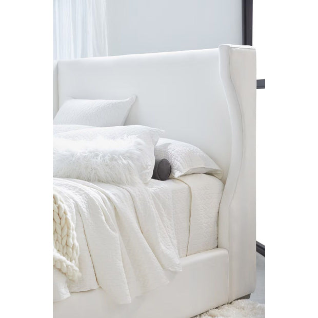 Essentials For Living Balboa Queen Bed ~ Live Smart Peyton-Pearl Performance Fabric With Natural Gray Oak
